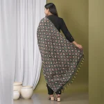 Green Bandhej Jaipuri Chinon Silk Dupatta - Image 5