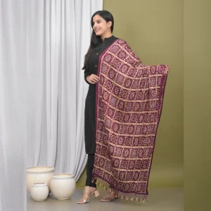 Indian Handmade Violet Chinon Silk Scarves - Image 3