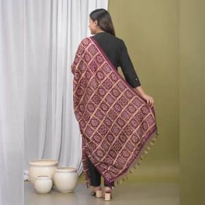 Indian Handmade Violet Chinon Silk Scarves - Image 6