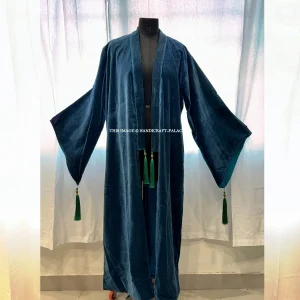 OFMD Season 2 Blue Solid Cotton Velvet Banyan Break Up Robe - Image 2