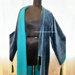 OFMD Season 2 Blue Solid Cotton Velvet Banyan Break Up Robe - Image 4