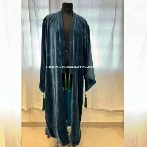 OFMD Season 2 Blue Solid Cotton Velvet Banyan Break Up Robe - Image 6