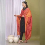 Rajasthani Red Bandhej Chinon Silk Scarves - Image 4