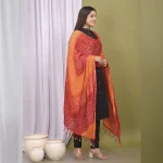 Rajasthani Red Bandhej Chinon Silk Scarves