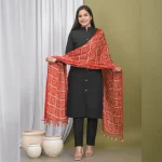 Red Chinon Silk Dupatta With Beautiful Tassel