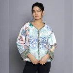 White Casual Quilted Jacket Patchwork Cotton Coat - Image 2