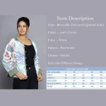 White Casual Quilted Jacket Patchwork Cotton Coat - Image 9