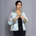 White Casual Quilted Jacket Patchwork Cotton Coat - Image 5