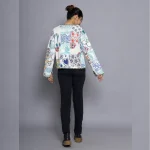 White Casual Quilted Jacket Patchwork Cotton Coat - Image 8