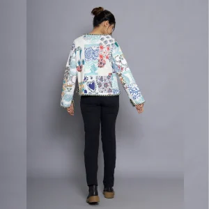 White Casual Quilted Jacket Patchwork Cotton Coat - Image 8