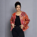 Winter Long Sleeves Red Patchwork Quilted Jacket - Image 2