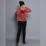 Winter Long Sleeves Red Patchwork Quilted Jacket - Image 9