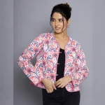 Winter Reversible Crop Casual Jacket, Floral