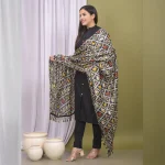 Women Black Ikat Bandhej Scarf
