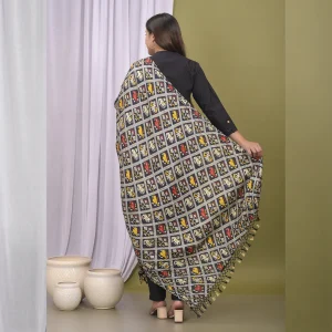 Women Black Ikat Bandhej Scarf - Image 6