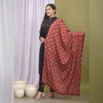 Women Maroon Chinon Silk Fabric Dupatta - Image 4