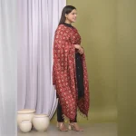 Women Maroon Chinon Silk Fabric Dupatta - Image 5