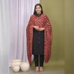 Women Maroon Chinon Silk Fabric Dupatta