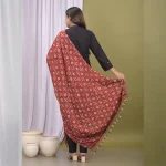 Women Maroon Chinon Silk Fabric Dupatta - Image 7