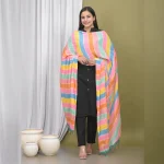 Women Multi Color Chinon Silk Scarf
