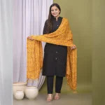 Women Party Wear Yellow Chinon Silk Dupatta - Image 2