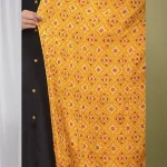 Women Party Wear Yellow Chinon Silk Dupatta - Image 6