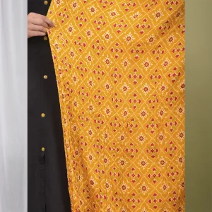 Women Party Wear Yellow Chinon Silk Dupatta - Image 6