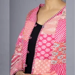 Women Pink Long Sleeves Jacket Both Side Coat - Image 3
