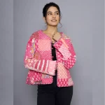 Women Pink Long Sleeves Jacket Both Side Coat - Image 4