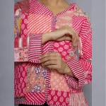 Women Pink Long Sleeves Jacket Both Side Coat - Image 7