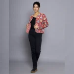 Women Red Floral Reversible Cotton Jacket - Image 10