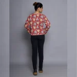 Women Red Floral Reversible Cotton Jacket - Image 8
