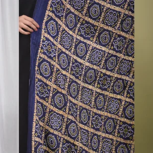 Women Traditional Wear Blue Chinon Silk Dupatta - Image 3