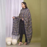 Women Traditional Wear Blue Chinon Silk Dupatta - Image 5