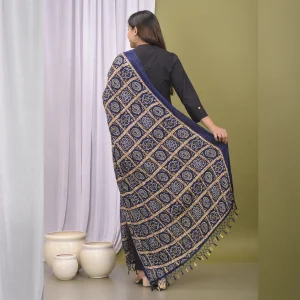 Women Traditional Wear Blue Chinon Silk Dupatta - Image 6