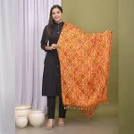 Women's Chinon Silk Orange Dupatta - Image 2