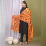 Women's Chinon Silk Orange Dupatta