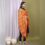 Women's Chinon Silk Orange Dupatta - Image 5