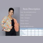Women's Turquoise Floral Cotton Quilted Jacket - Image 9