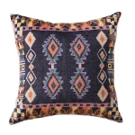 16" Black Ikat Print Velvet Cushion Cover Set - Image 3