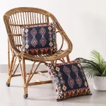 16" Black Ikat Print Velvet Cushion Cover Set