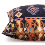 16" Black Ikat Print Velvet Cushion Cover Set - Image 5