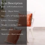 16" Luxury Terracotta VelvetĀ Fabric Cushion Cover - Image 2