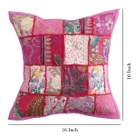 16" Pink Color Sofa & Car Decor Khambadiya Cushion Cover - Image 6