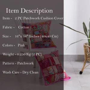 16" Pink Color Sofa & Car Decor Khambadiya Cushion Cover - Image 7