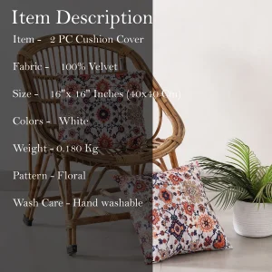 16" Soft Velvet Cushion Cover Floral Print - Image 6
