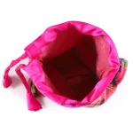 2 PC Indian Pink Bird Hand Printed Velvet Hand Bags - Image 5