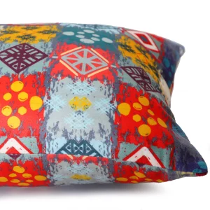 2 Pcs Multi Color Patchwork Printed Pure Velvet Pillow Covers - Image 3