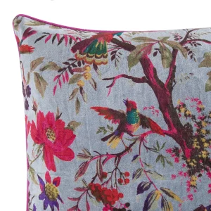 22" Grey Bird Design Velvet Cushion Cover - Image 4