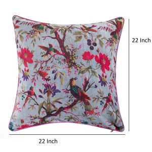 22" Grey Bird Design Velvet Cushion Cover - Image 6